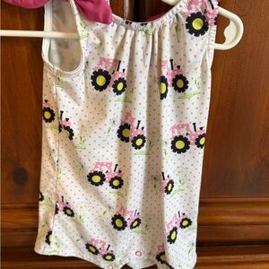 Pink Tractor Print Baby Romper